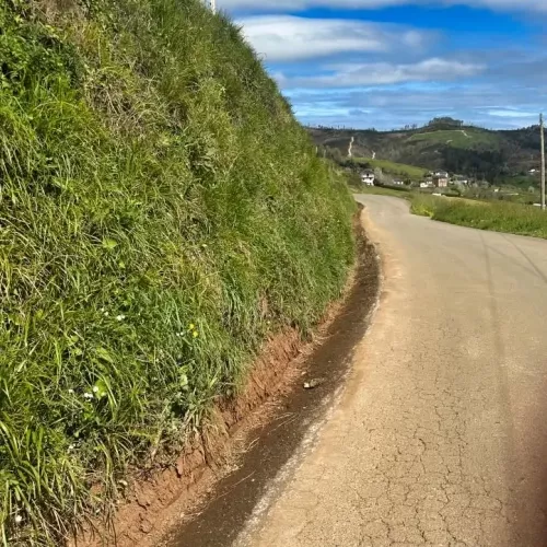 Limpieza de cunetas en la carretera local de Paredes