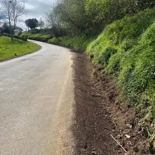 Limpieza de cunetas en la carretera local de Paredes