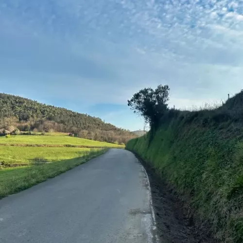 Limpieza de cunetas en la carretera local de Paredes